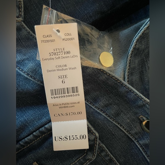 WHBM Denim Dress -size 6 Blue NWT - Picture 4 of 10